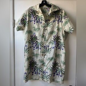 Kenzo Women’s Tunic Short Sleeves Floral Print Polo Dress Sz 36